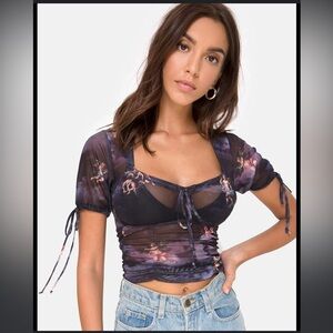 Motel Guenetta Dark Angel Mesh Top Size S